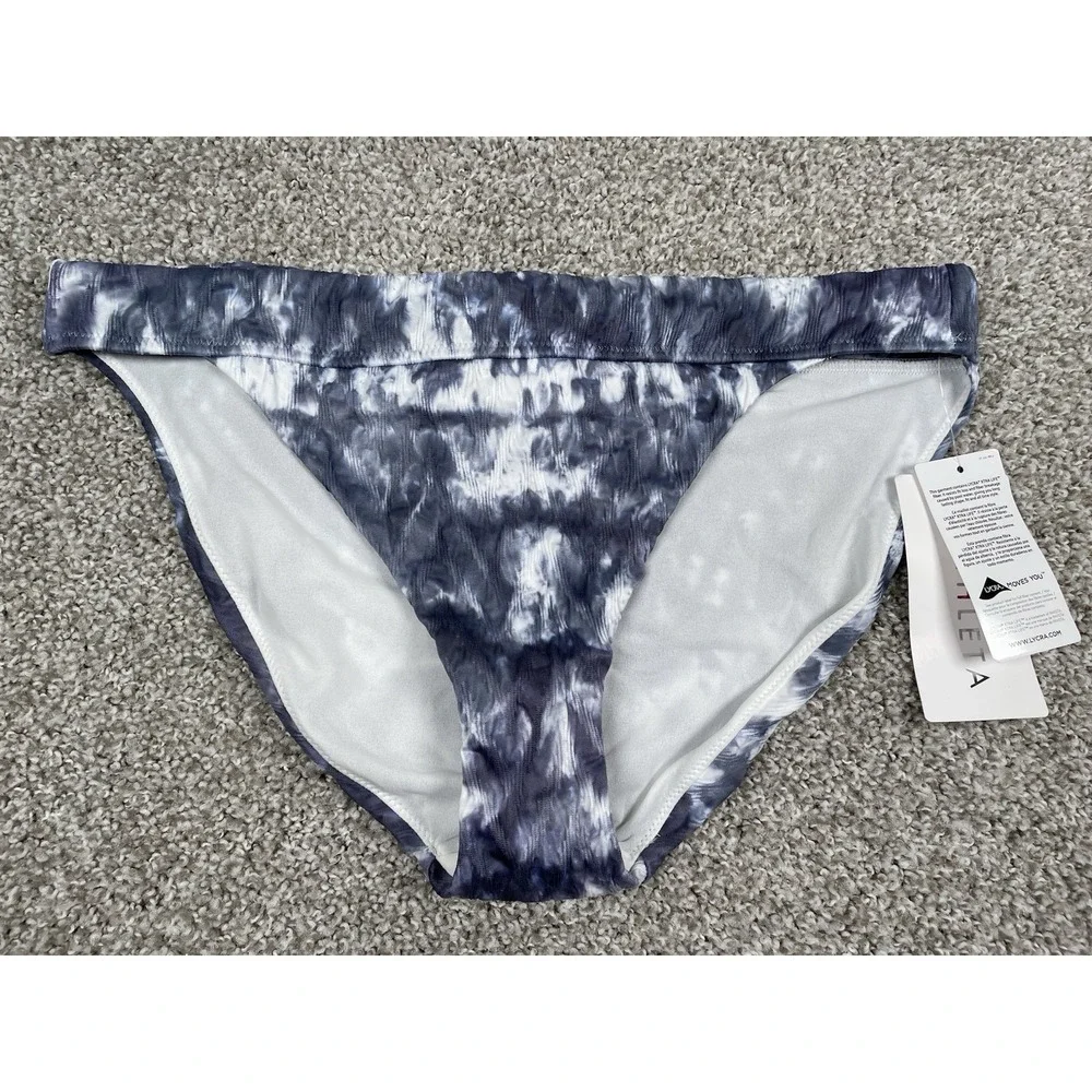 Athleta Tulum Tie Dye Blue Bikini Bottom Size XL NWT